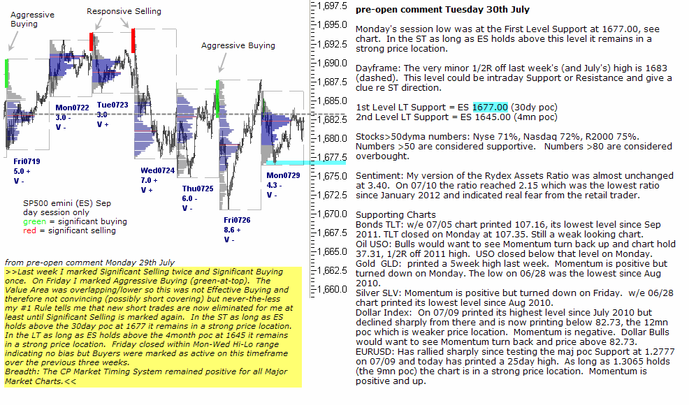 S&P 500 emini pre-open 30th July