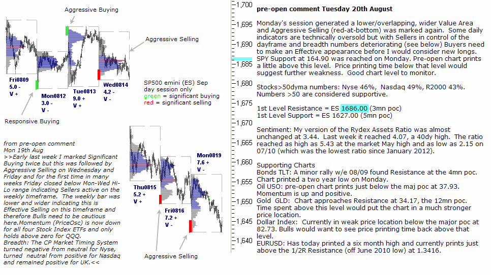 S&P 500 emini pre-open 20th August