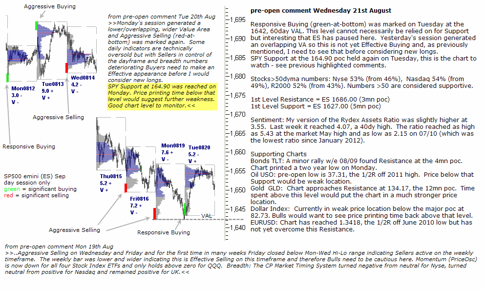 S&P 500 emini pre-open 21st August