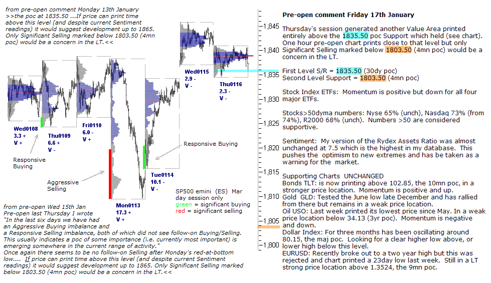 S&P 500 emini pre-open 17th January