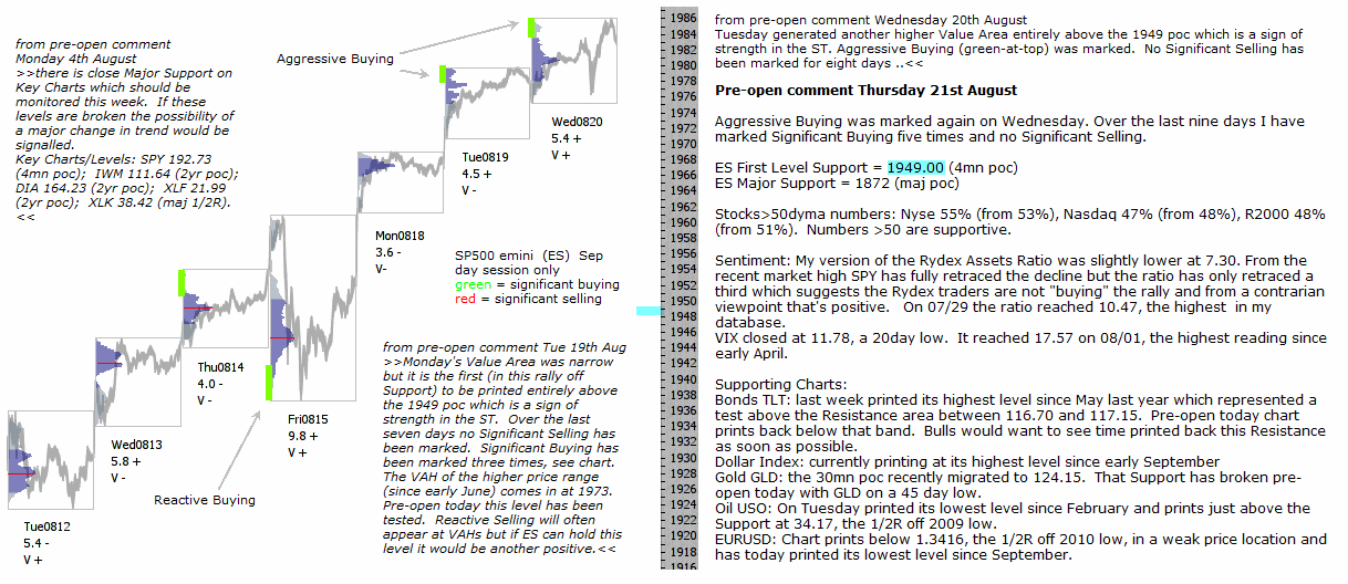 S&P 500 emini pre-open 21st August