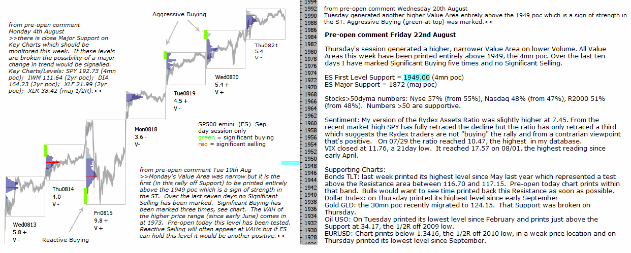 S&P 500 emini pre-open 22nd August