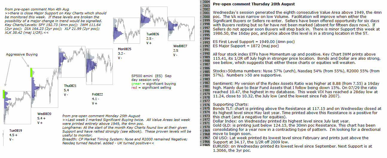 S&P 500 emini pre-open 28th August