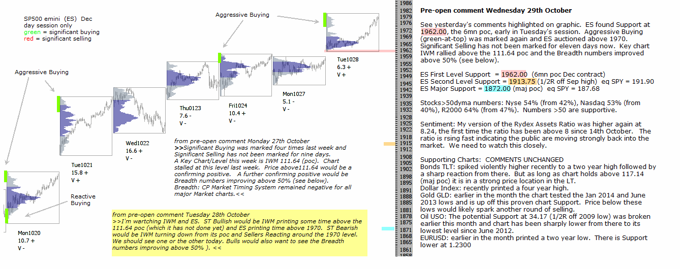 S&P 500 emini pre-open 29th October