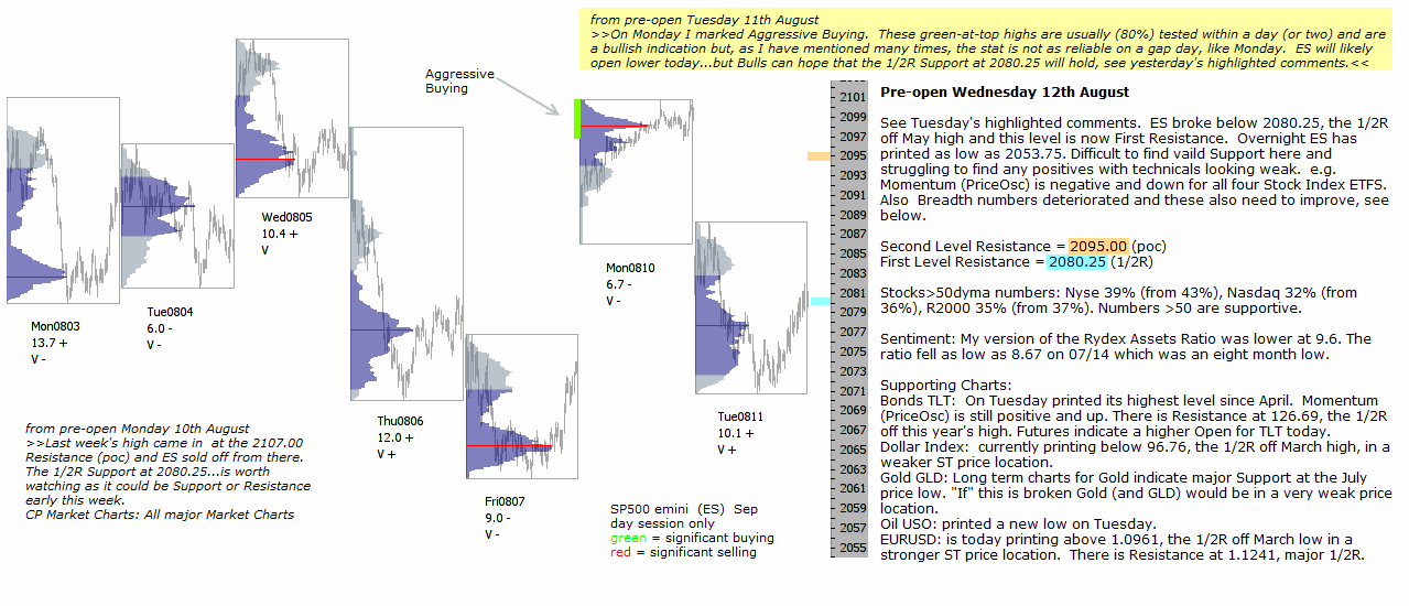 S&P 500 emini pre-open 12th August